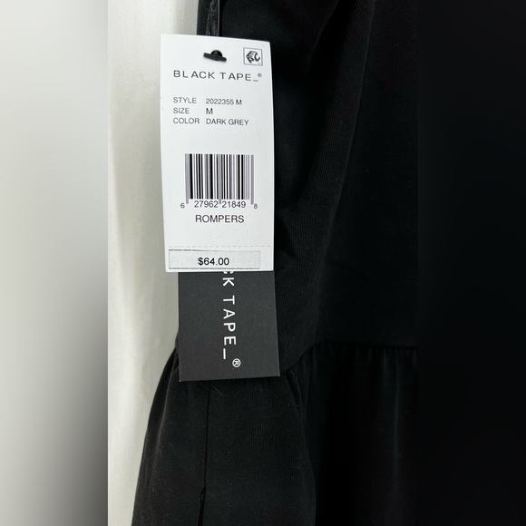 BLACK TAPE Women's Dark Grey Draped-Neck Spaghetti Strap Pull-On Romper SZ M - Picture 9 of 13